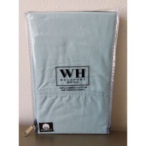 WESTPORT HOME Light Blue 100% Combed Cotton Standard Pillowcases 400TC 2-Pack